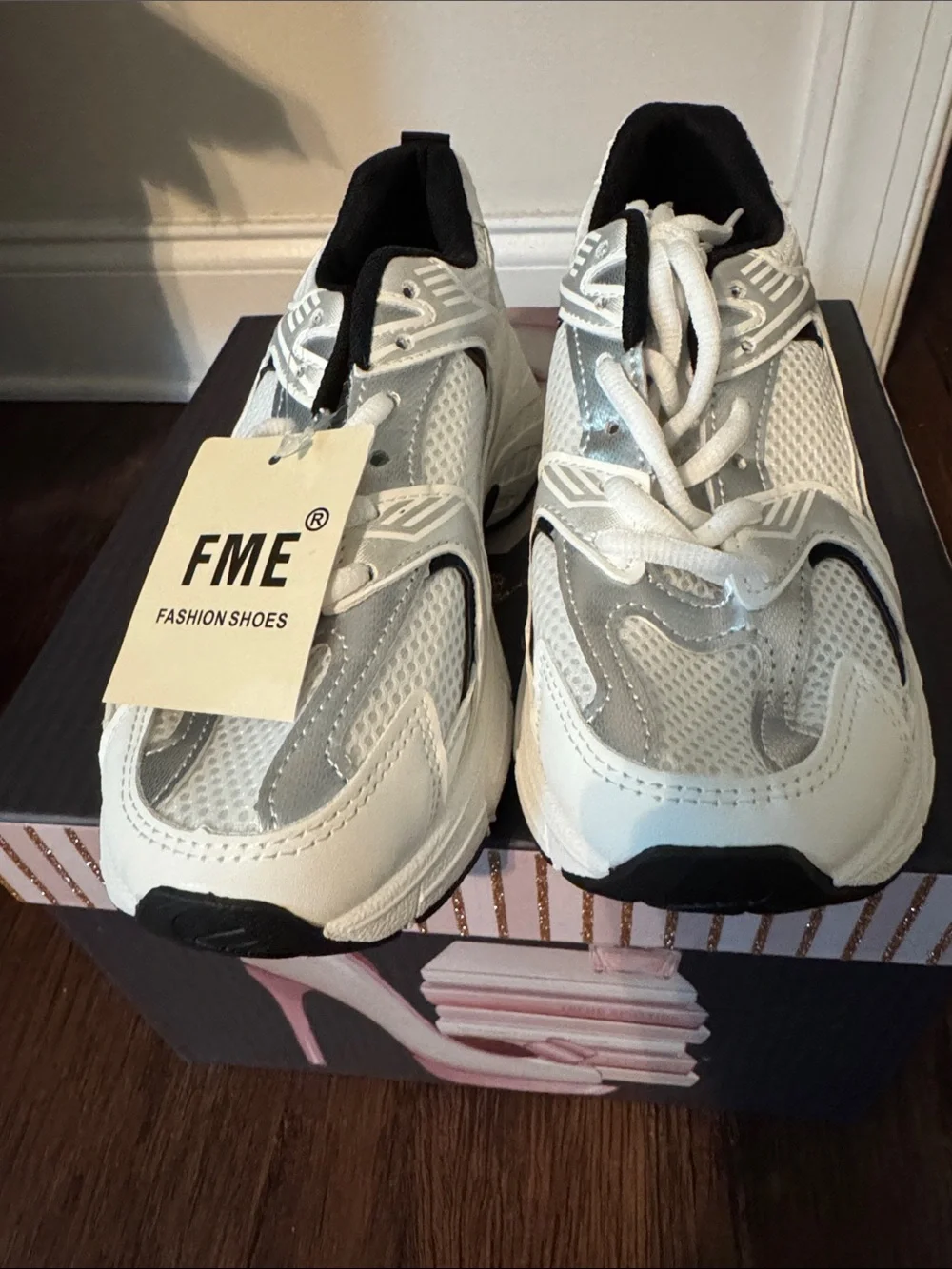 ME Makeover Essentials White and Gray Kids Sneakers
